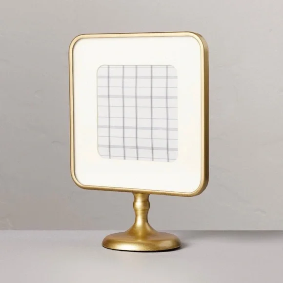 Brass Pedestal Picture Frame Antique Finish - Hearth & Hand with Magnolia NEW - Picture 2 of 5